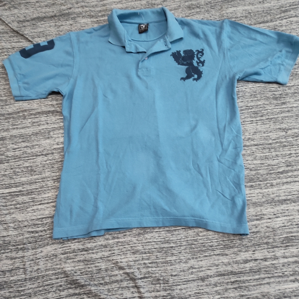 Blue Kids Polo Shirt with Lion Emblem